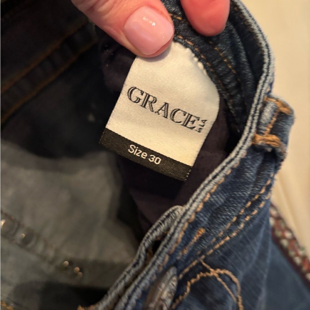 Grace In LA Western Boho Jeans size 30 - Picture 3 of 7